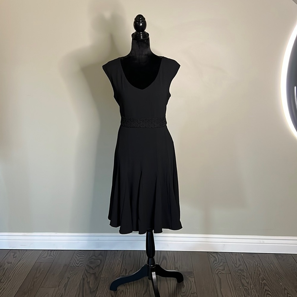 Flared midi black dress
